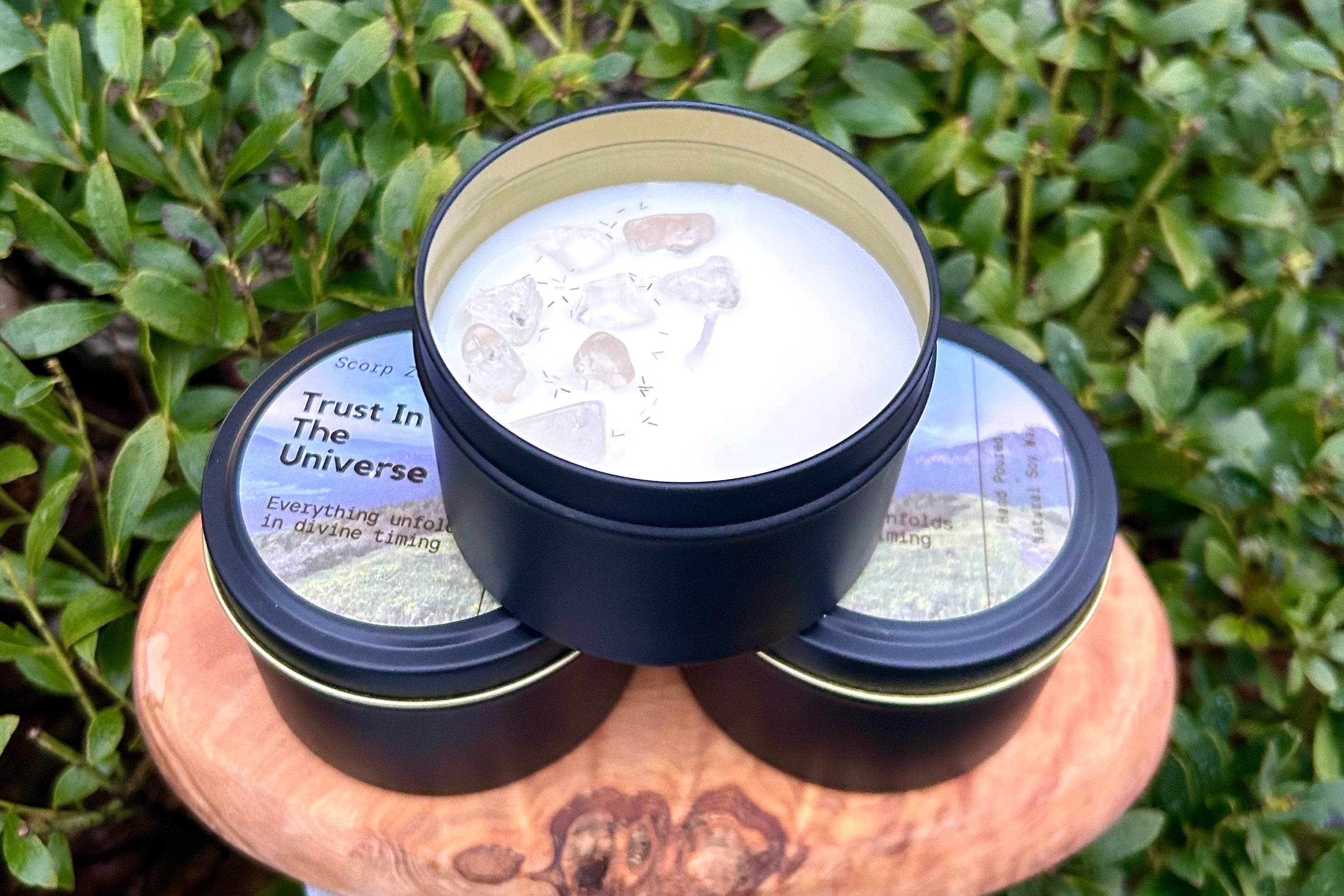 Affirmation Candles in Tin Natural Soy Wax Candle By Scorp Zone