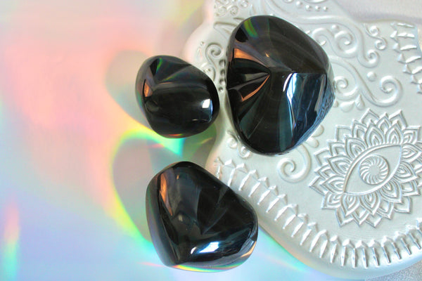 Rainbow Obsidian Crystal Hearts