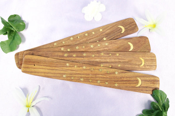 Incense Stick Burner Wooden Star and Moon