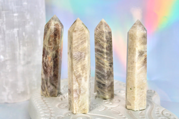 Moonstone and Sunstone Crystal Point