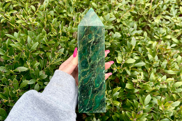 Natural Emerald Quartz Crystal Tower