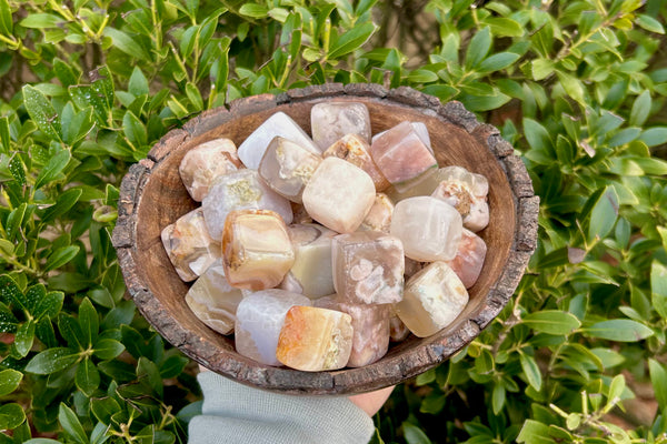 Flower Agate Cubed Stone
