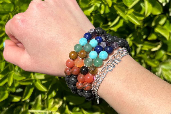 Lava Stone 7 Chakra Crystal Bracelet