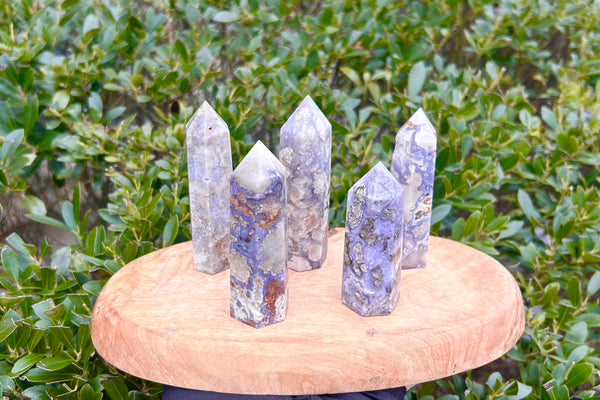 Blue Flower Agate Crystal Point