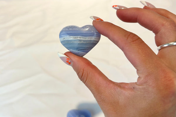 Blue Lace Agate Crystal Heart