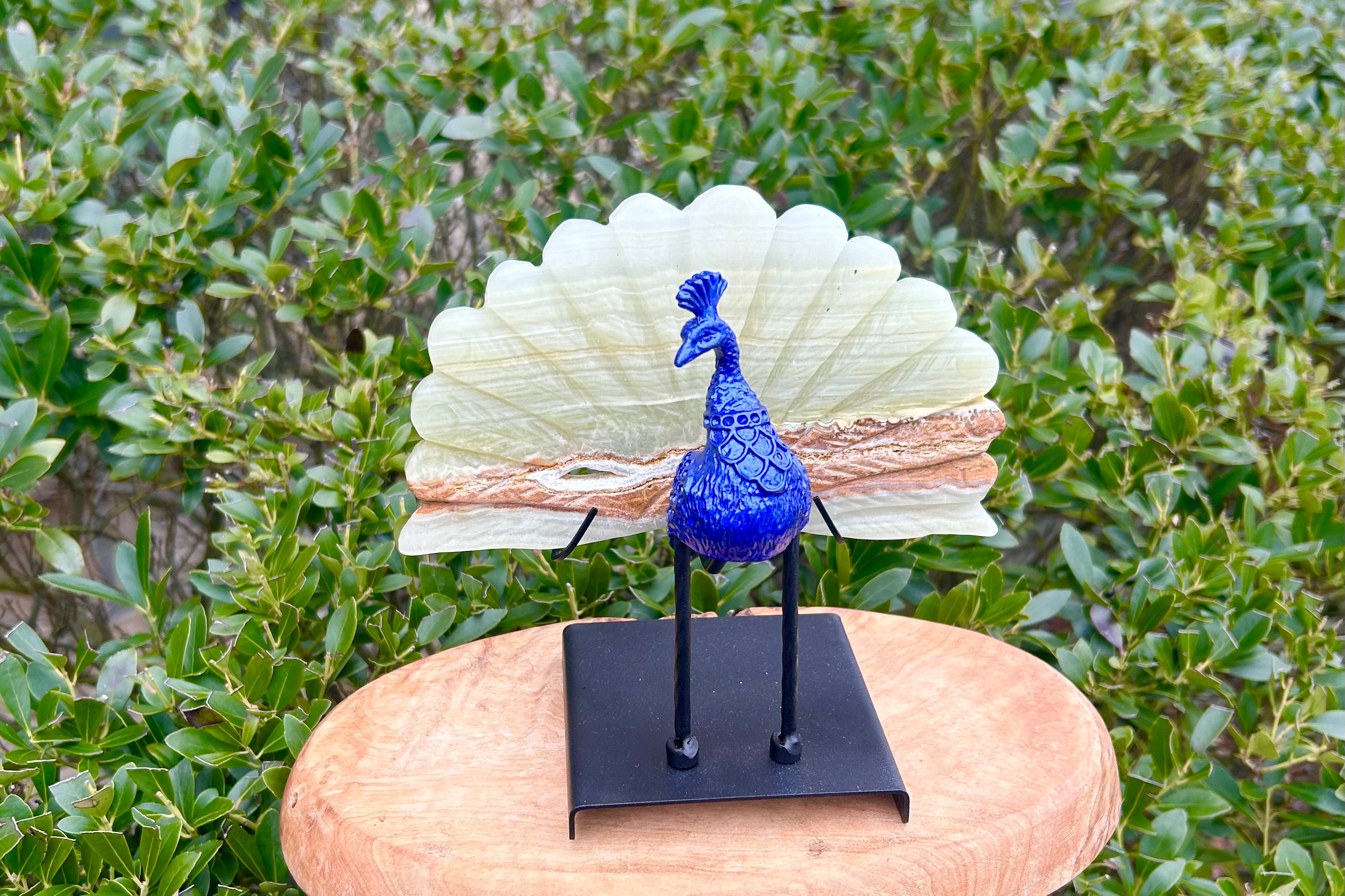 Peacock Small Carved Crystal Standing Piece