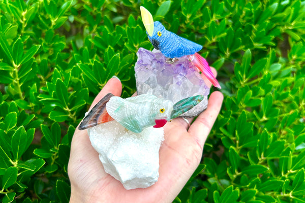 Bird Cluster Crystal Carving