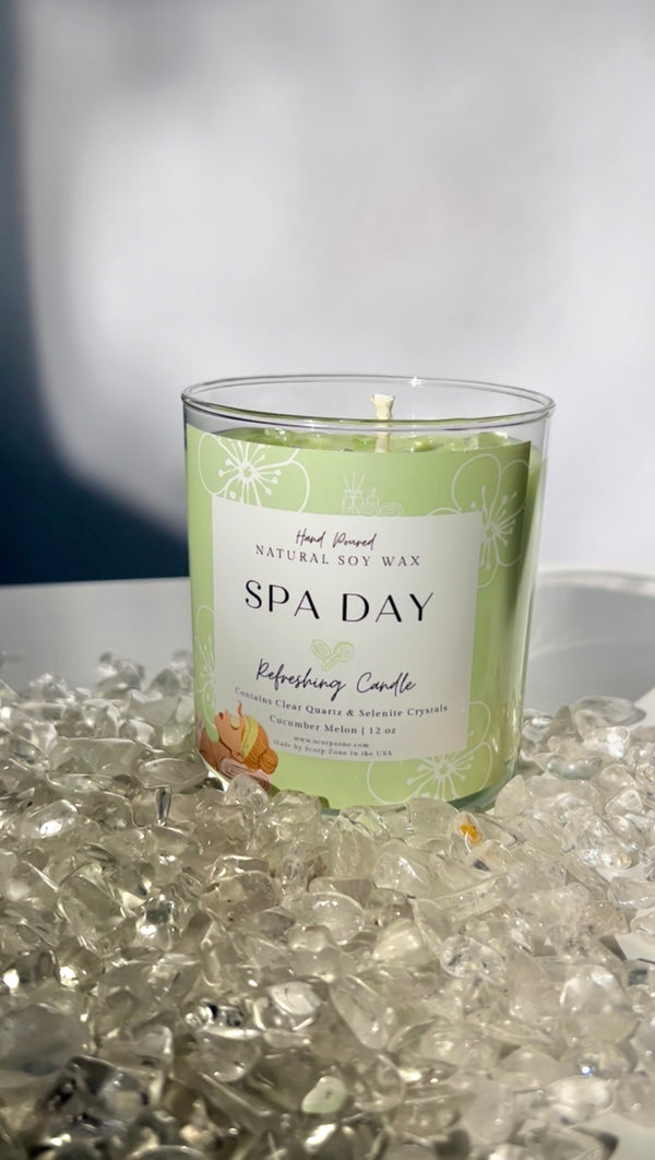 Spa Day Crystal 100% Natural Soy Wax Candle by Scorp Zone