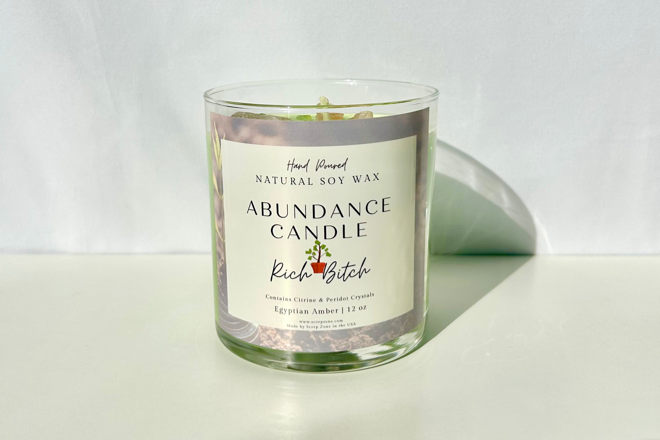 Abundance Crystal Soy Wax Candle by Scorp Zone
