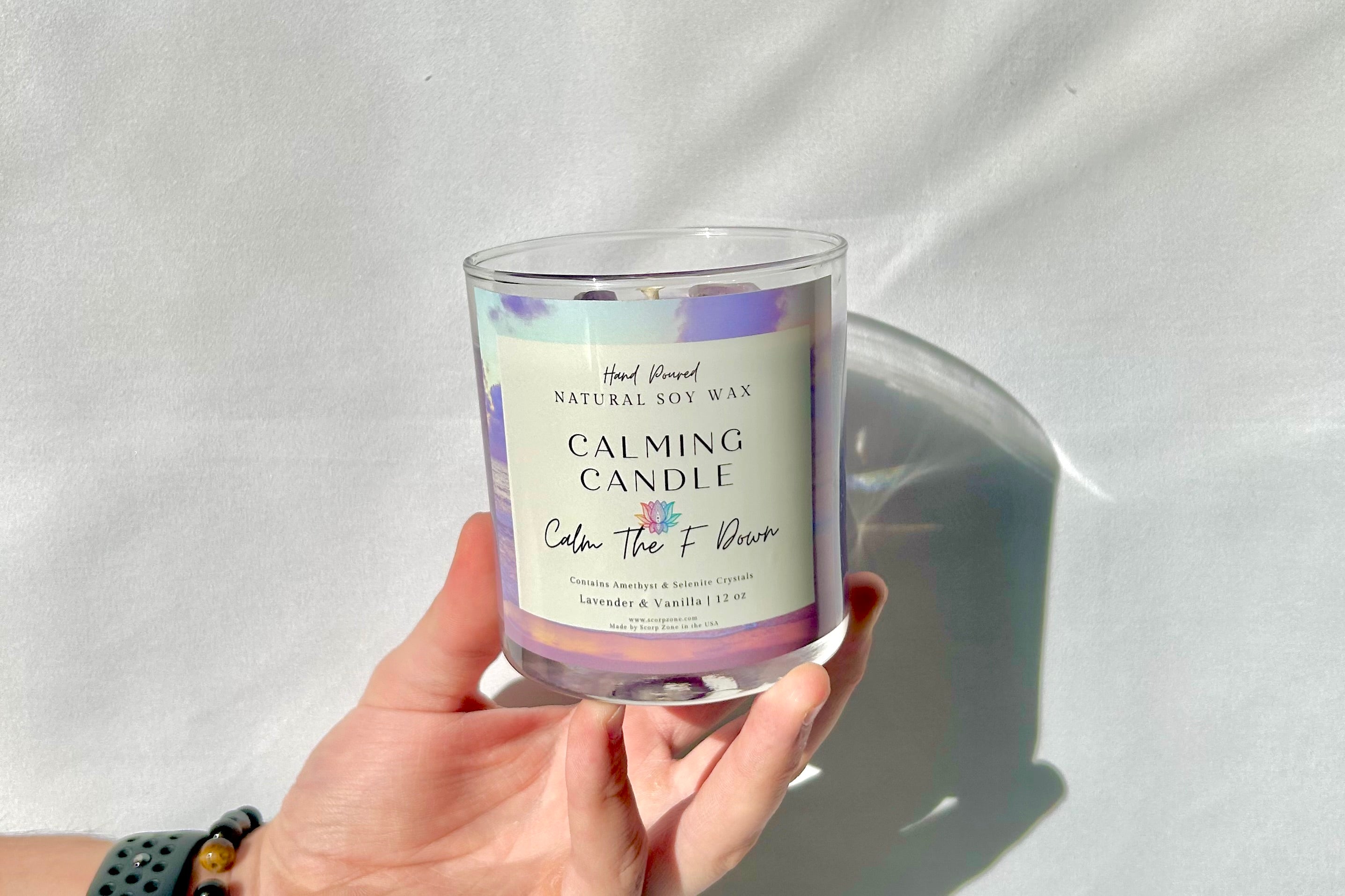 Calming Crystal Soy Wax Candle by Scorp Zone