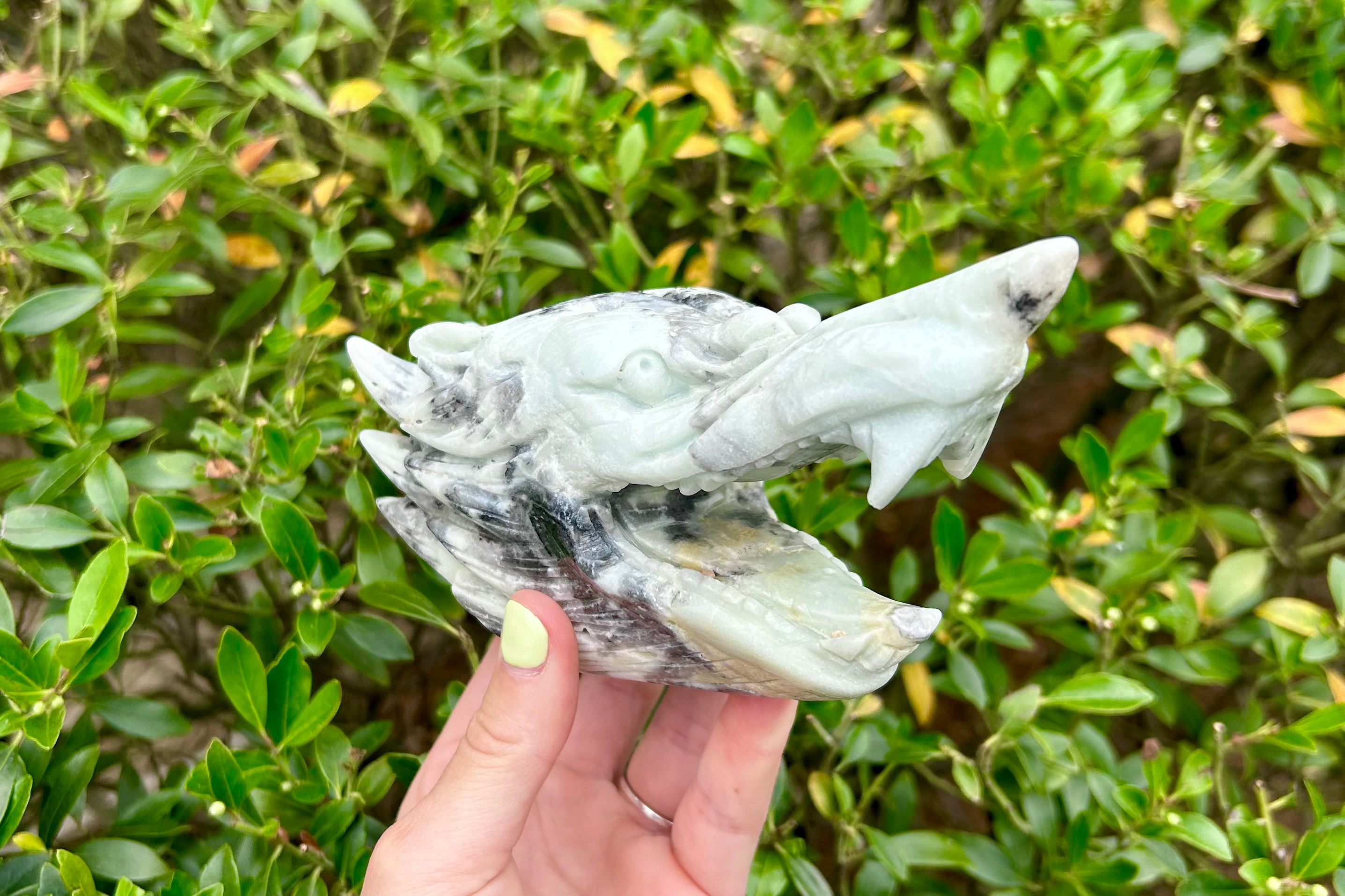 Wolf Head Lepidolite Crystal Carving