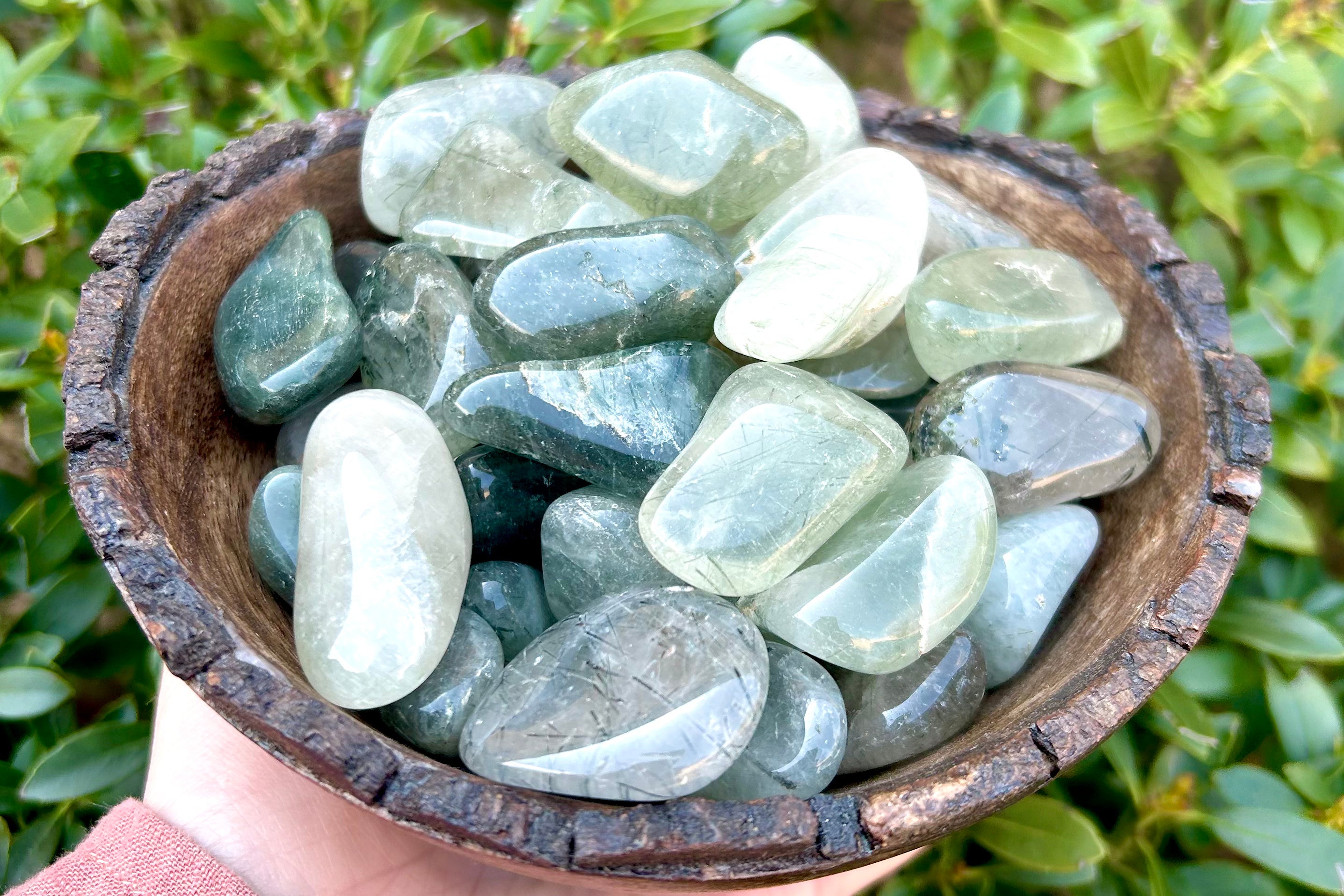 Green Rutilated Quartz Tumble stone
