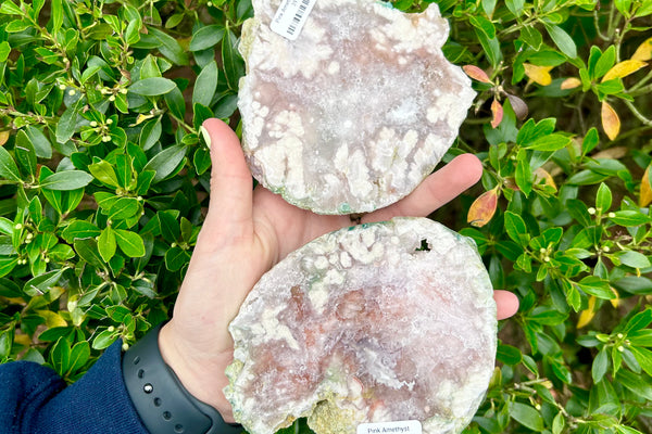 Pink Amethyst Raw Crystal Slice