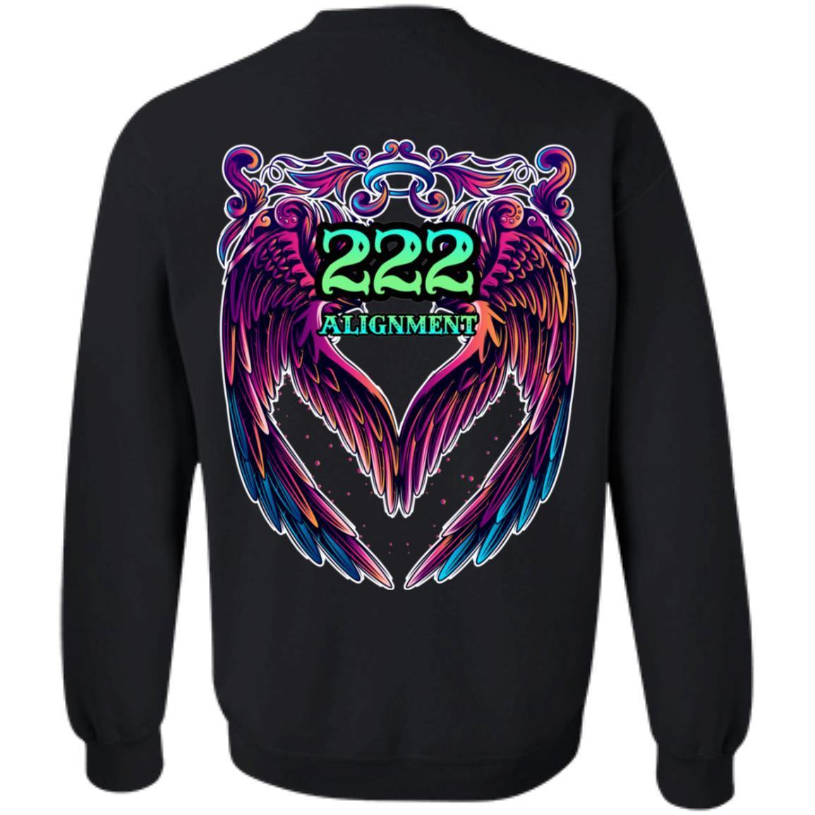 222 ANGEL NUMBER - ALIGNMENT - DESIGN ON BACK - SCORP ZONE LOGO ON FRONT - Z65 Crewneck Pullover Sweatshirt - ScorpZone