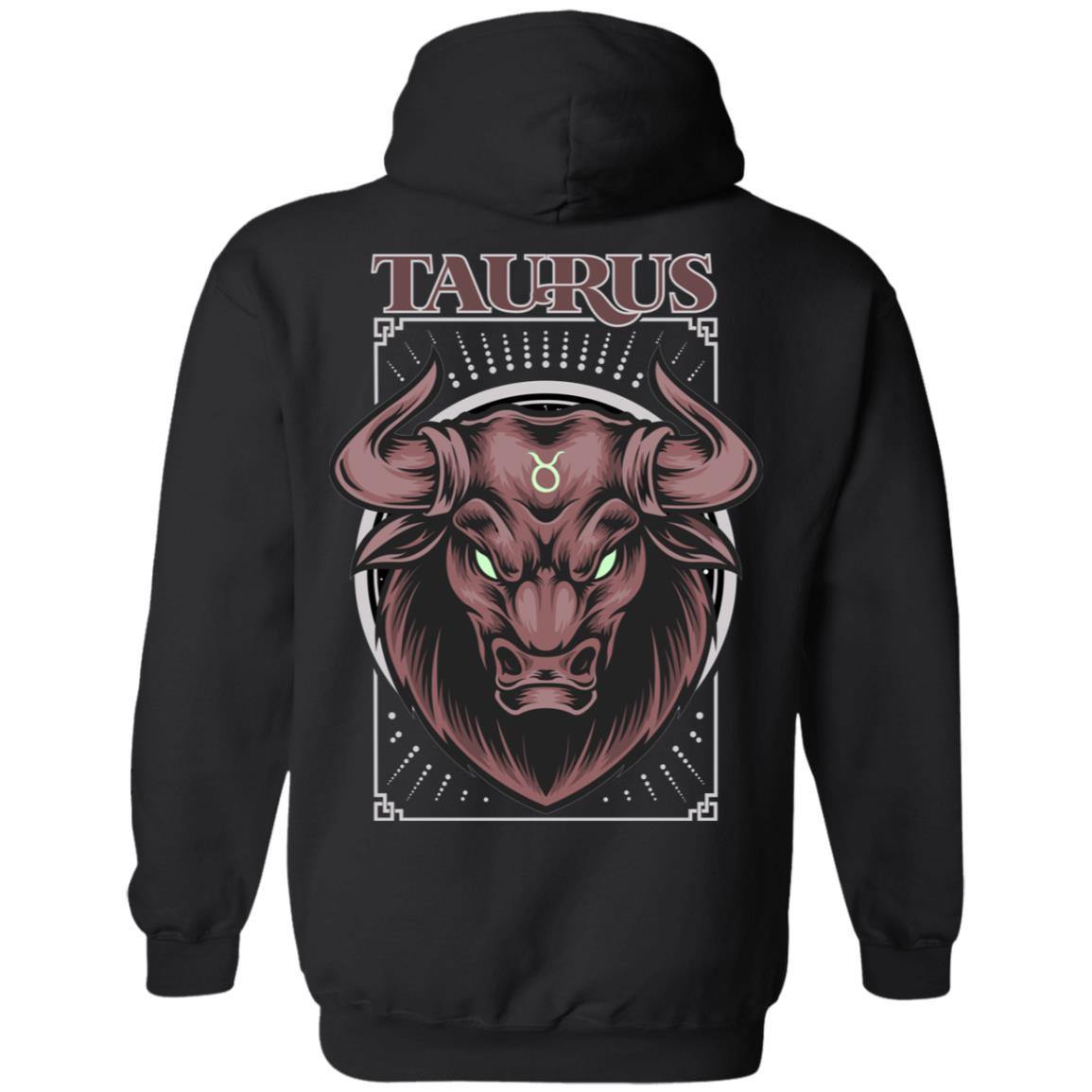 TAURUS DESIGN ON BACK AND SMALL SCORP ZONE LOGO ON FRONT - Z66 Pullover Hoodie - ScorpZone