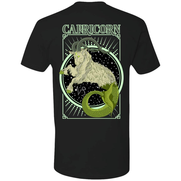 Capricorn Design On Back and Small Scorp Zone Logo On Front - Premium Short Sleeve T-Shirt - ScorpZone