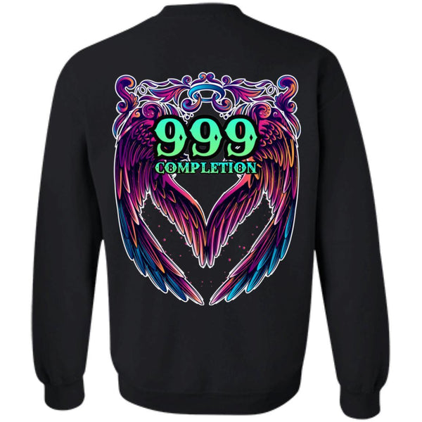 999 ANGEL NUMBER - COMPLETION - DESIGN ON BACK - SCORP ZONE LOGO ON FRONT - Z65 Crewneck Pullover Sweatshirt - ScorpZone