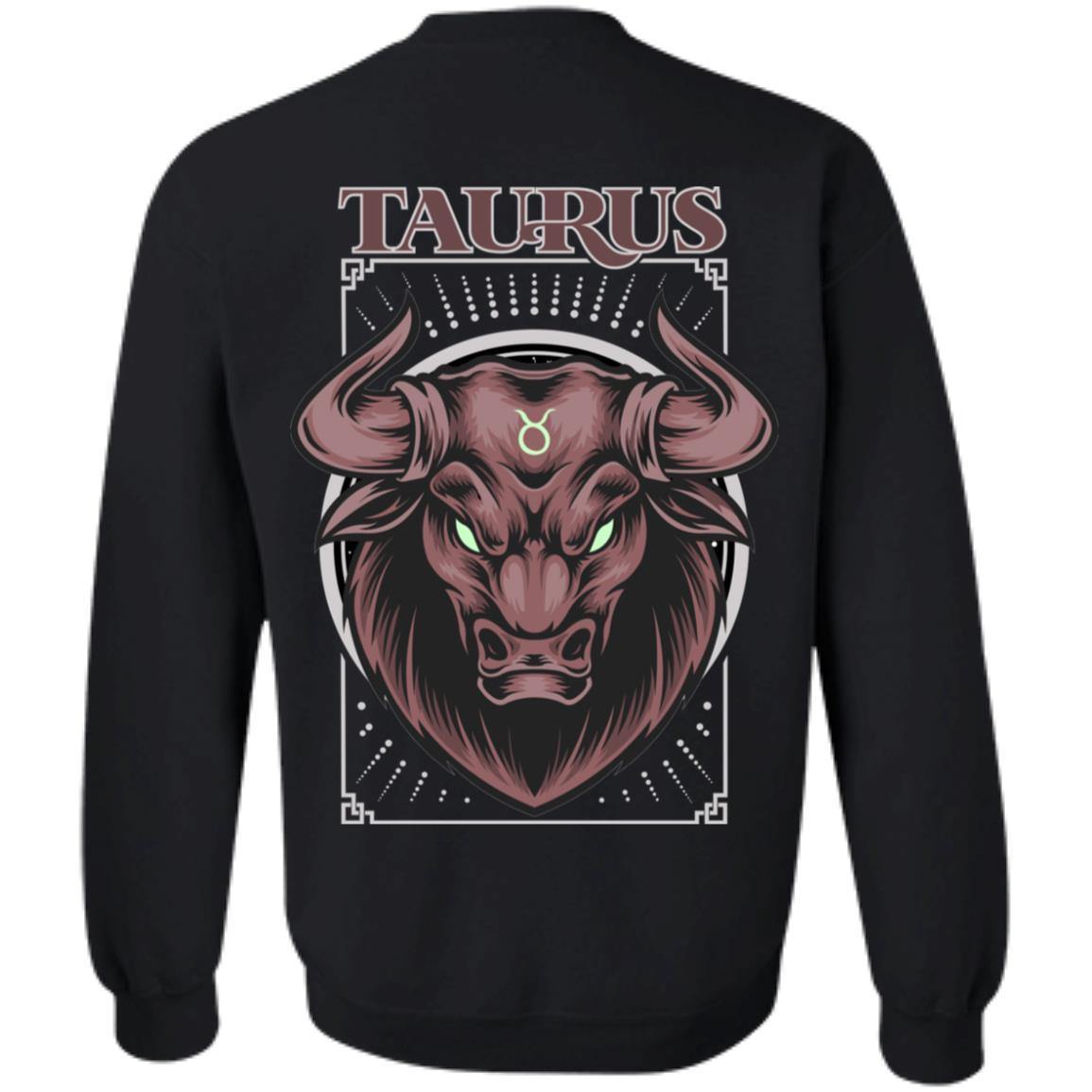 TAURUS DESIGN ON BACK AND SMALL SCORP ZONE LOGO ON FRONT -Z65 Crewneck Pullover Sweatshirt - ScorpZone