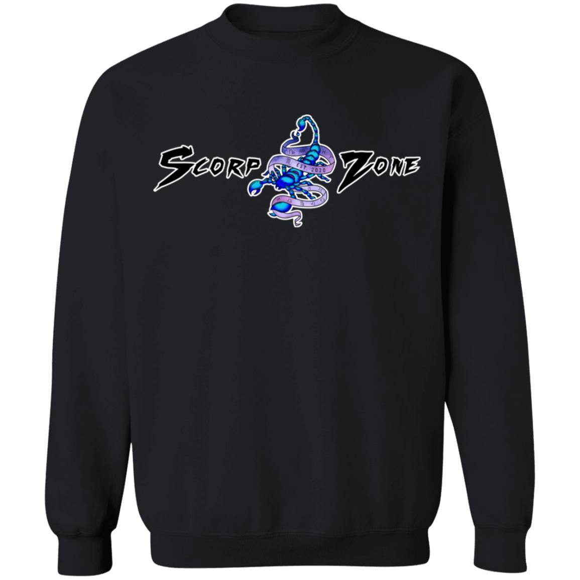 444 ANGEL NUMBER - PROTECTION - DESIGN ON BACK - SCORP ZONE LOGO ON FRONT - Z65 Crewneck Pullover Sweatshirt - ScorpZone