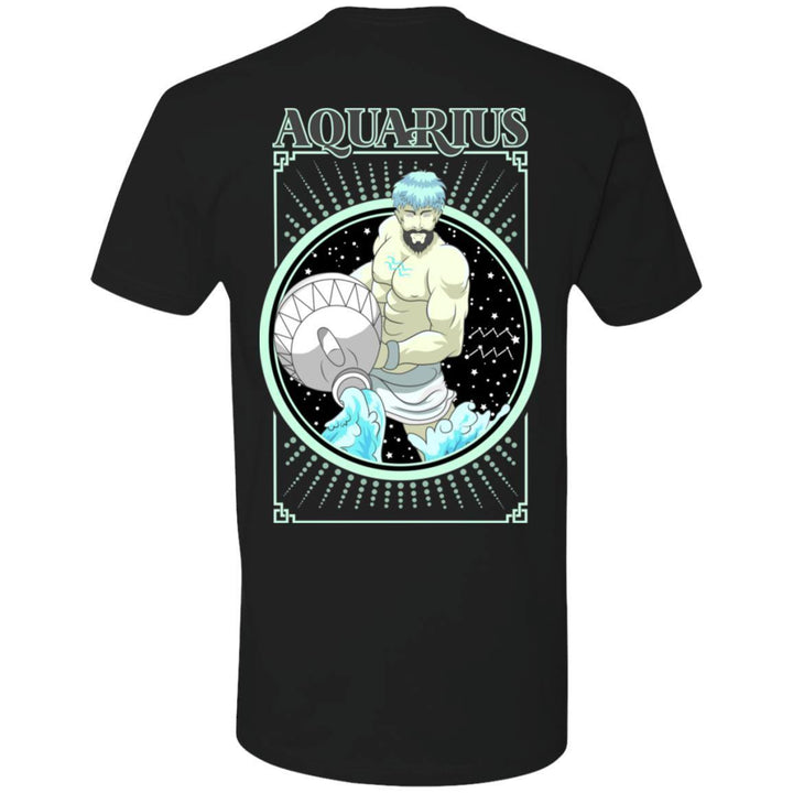 Aquarius Design On Back and Small Scorp Zone Logo On Front - Premium Short Sleeve T-Shirt - ScorpZone