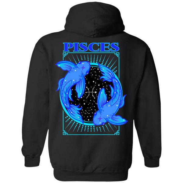 PISCES DESIGN ON BACK AND SMALL SCORP ZONE LOGO ON FRONT - Z66 Pullover Hoodie - ScorpZone