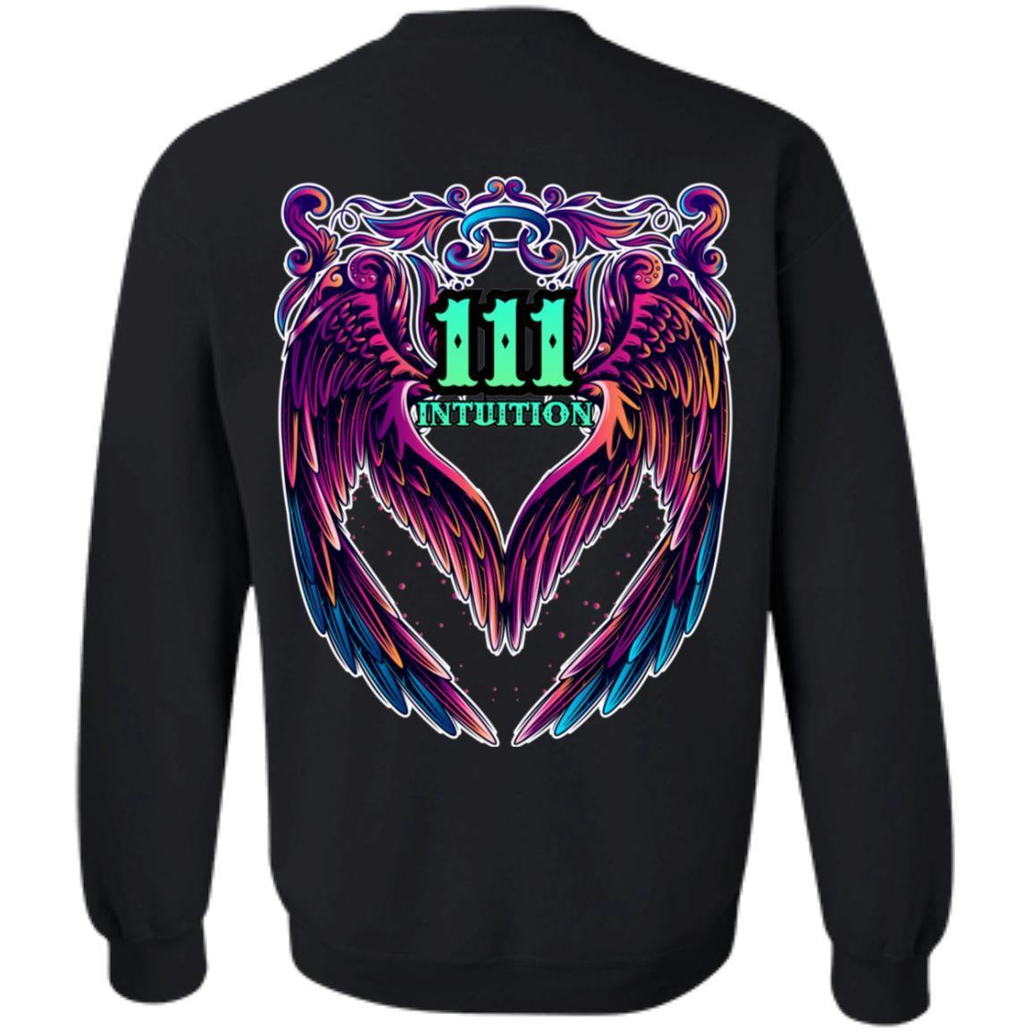 111 ANGEL NUMBER - INTUITION - DESIGN ON BACK - SCORP ZONE LOGO ON FRONT -Z65 Crewneck Pullover Sweatshirt - ScorpZone