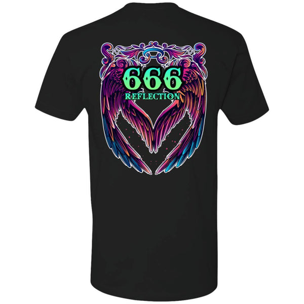666 Angel Number - Reflection - Design On Back - Scorp Zone Logo On Front - Premium Short Sleeve T-Shirt - ScorpZone