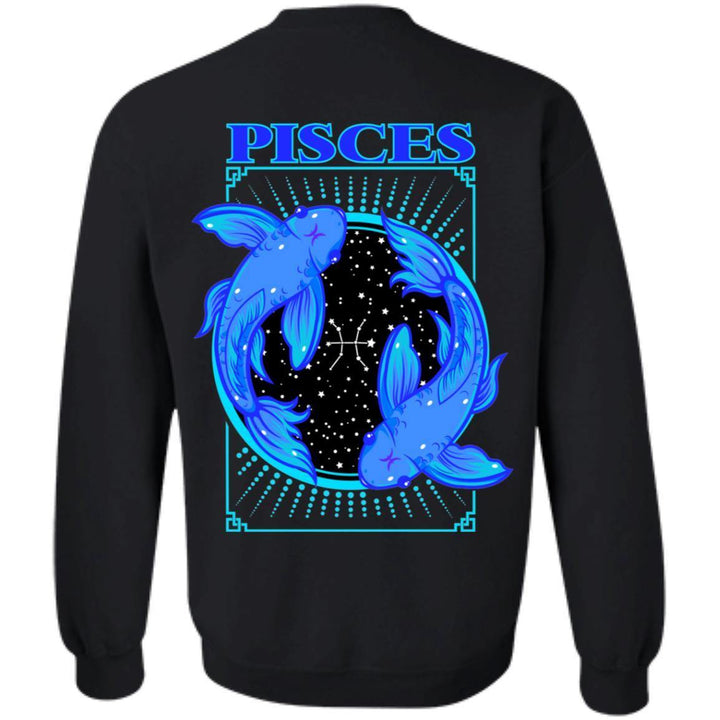 PISCES DESIGN ON BACK AND SMALL SCORP ZONE LOGO ON FRONT -Z65 Crewneck Pullover Sweatshirt - ScorpZone