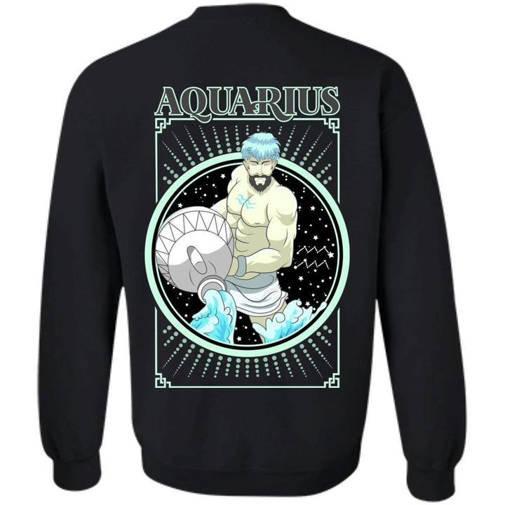 AQUARIUS DESIGN ON BACK AND SMALL SCORP ZONE LOGO ON FRONT -Z65 Crewneck Pullover Sweatshirt - ScorpZone