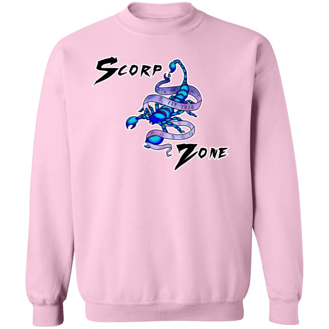 Crewneck Pullover Sweatshirt - Large Scorp Zone Logo On Front