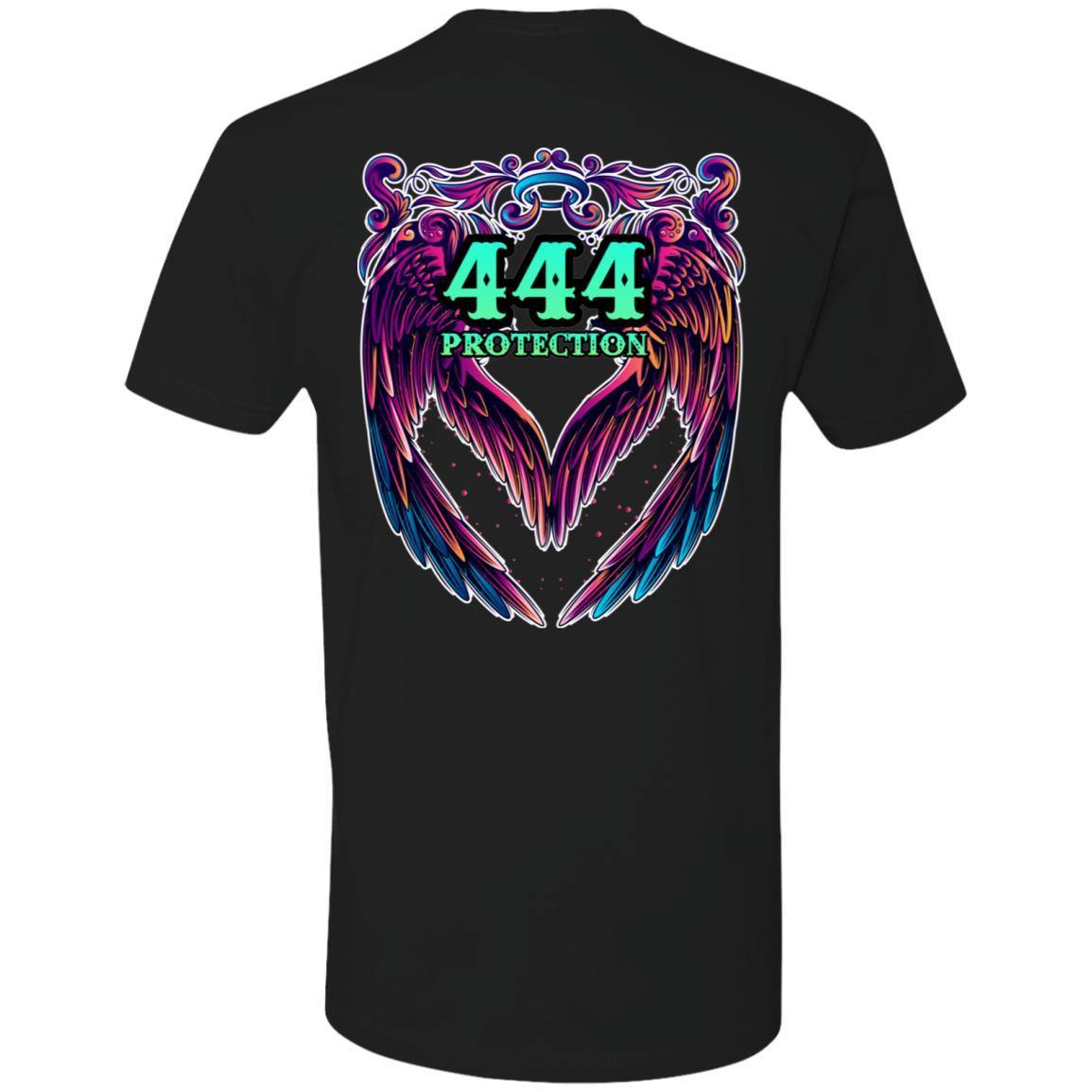 444 Angel Number - Protection - Design On Back - Scorp Zone Logo On Front - Premium Short Sleeve T-Shirt - ScorpZone