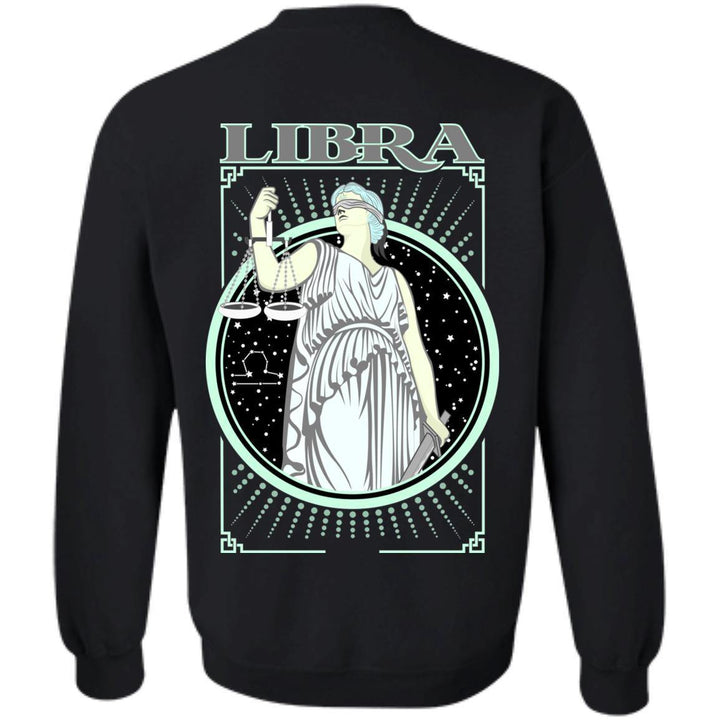 LIBRA DESIGN ON BACK AND SMALL SCORP ZONE LOGO ON FRONT -Z65 Crewneck Pullover Sweatshirt - ScorpZone