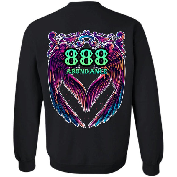 888 ANGEL NUMBER - ABUNDANCE - DESIGN ON BACK - SCORP ZONE LOGO ON FRONT - Z65 Crewneck Pullover Sweatshirt - ScorpZone