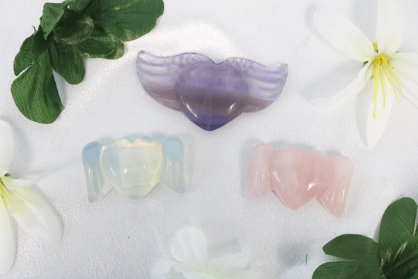 Hearts with Wings Crystal Carving