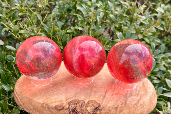 Red Smelting Quartz Crystal Sphere