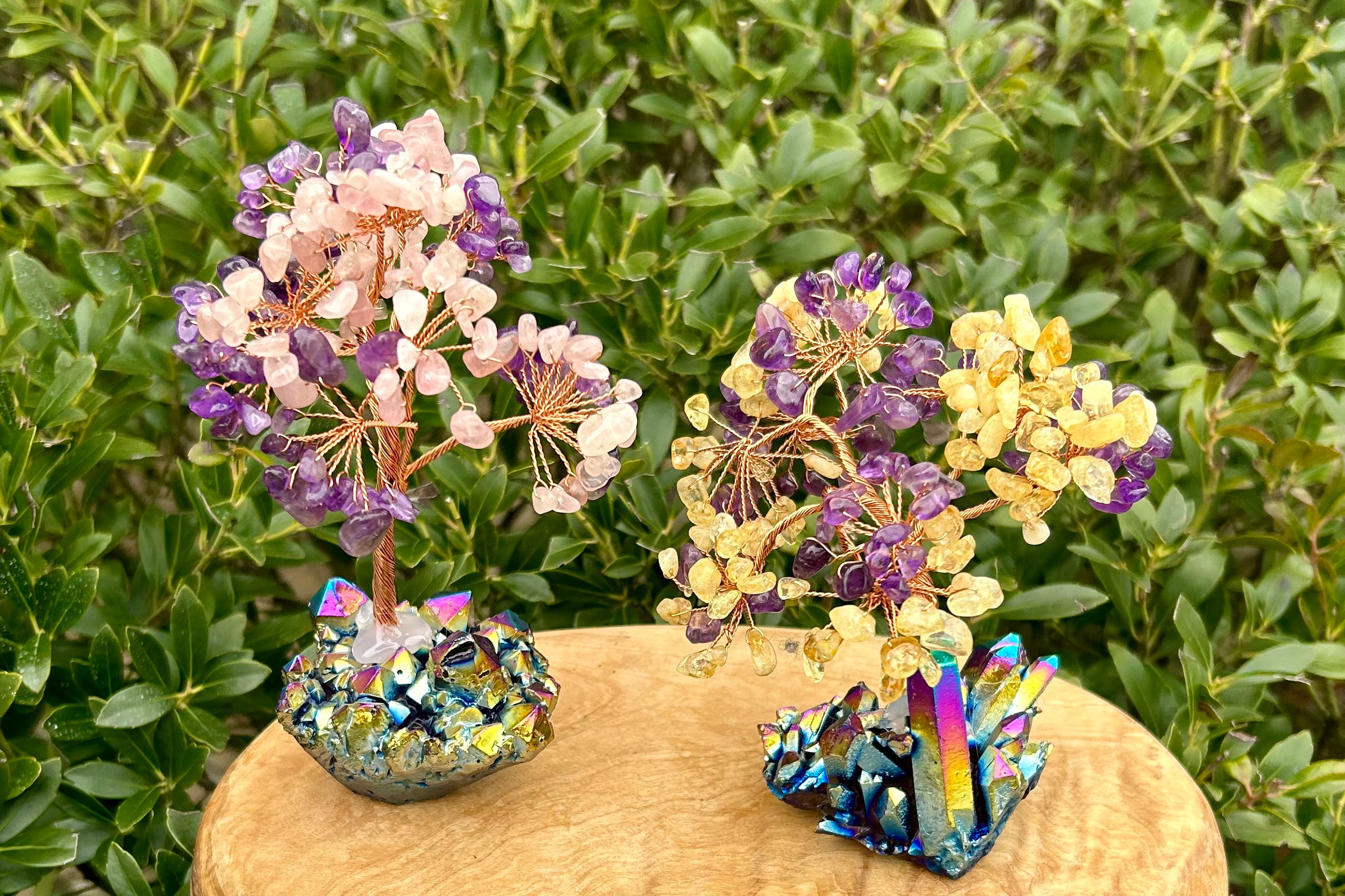 Chip Tree Crystal with Titanium Aura Cluster