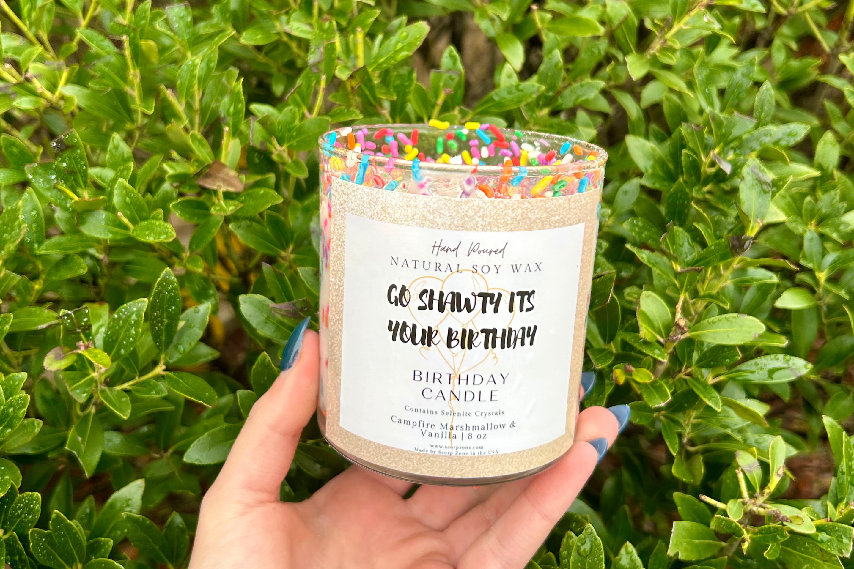 “Go Shawty It’s Your Birthday” Crystal Soy Wax Candle by Scorp Zone