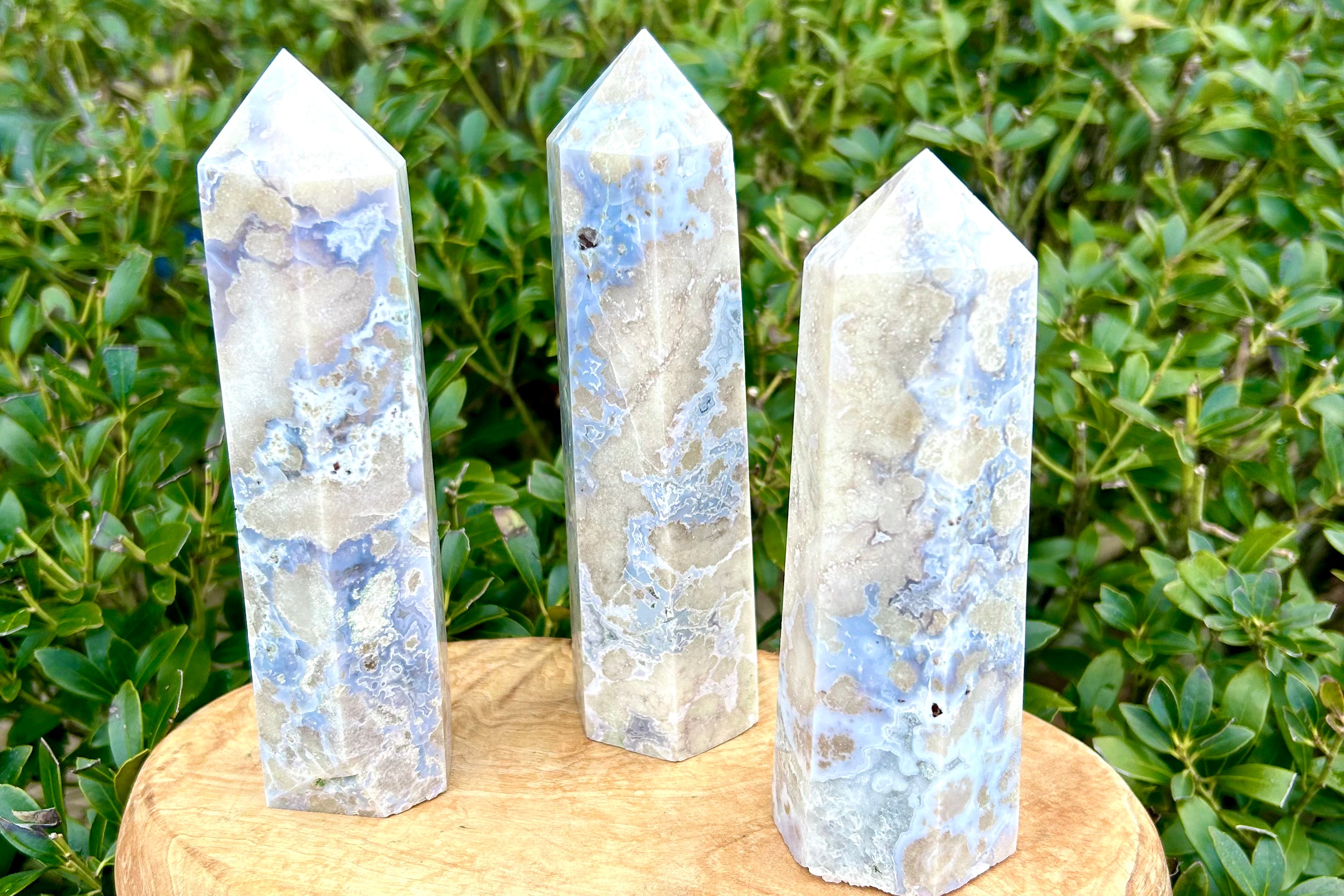 Blue Flower Agate Crystal Tower
