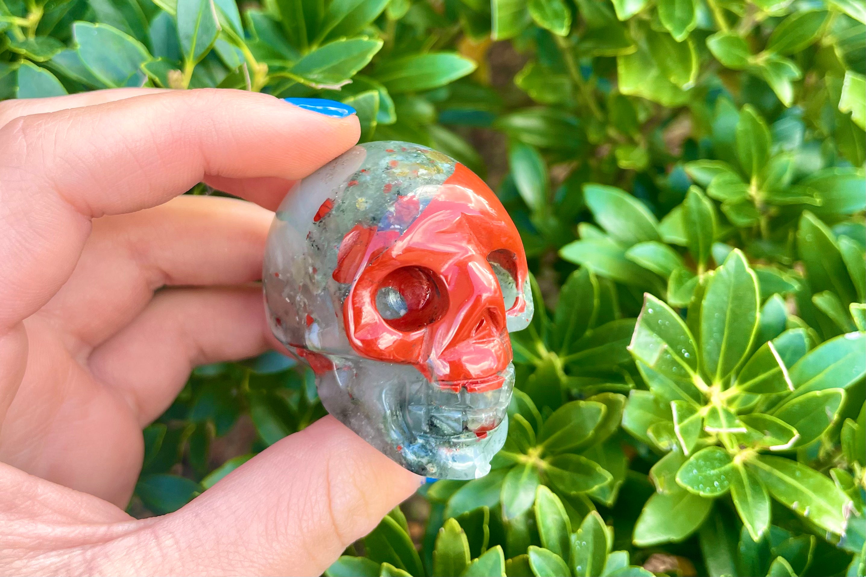 Bloodstone Skull Crystal Carving