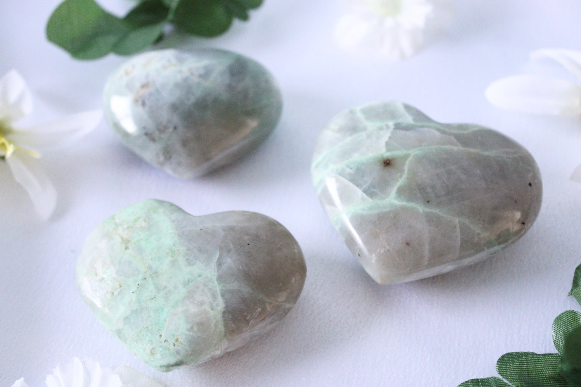 Green Moonstone Crystal Heart