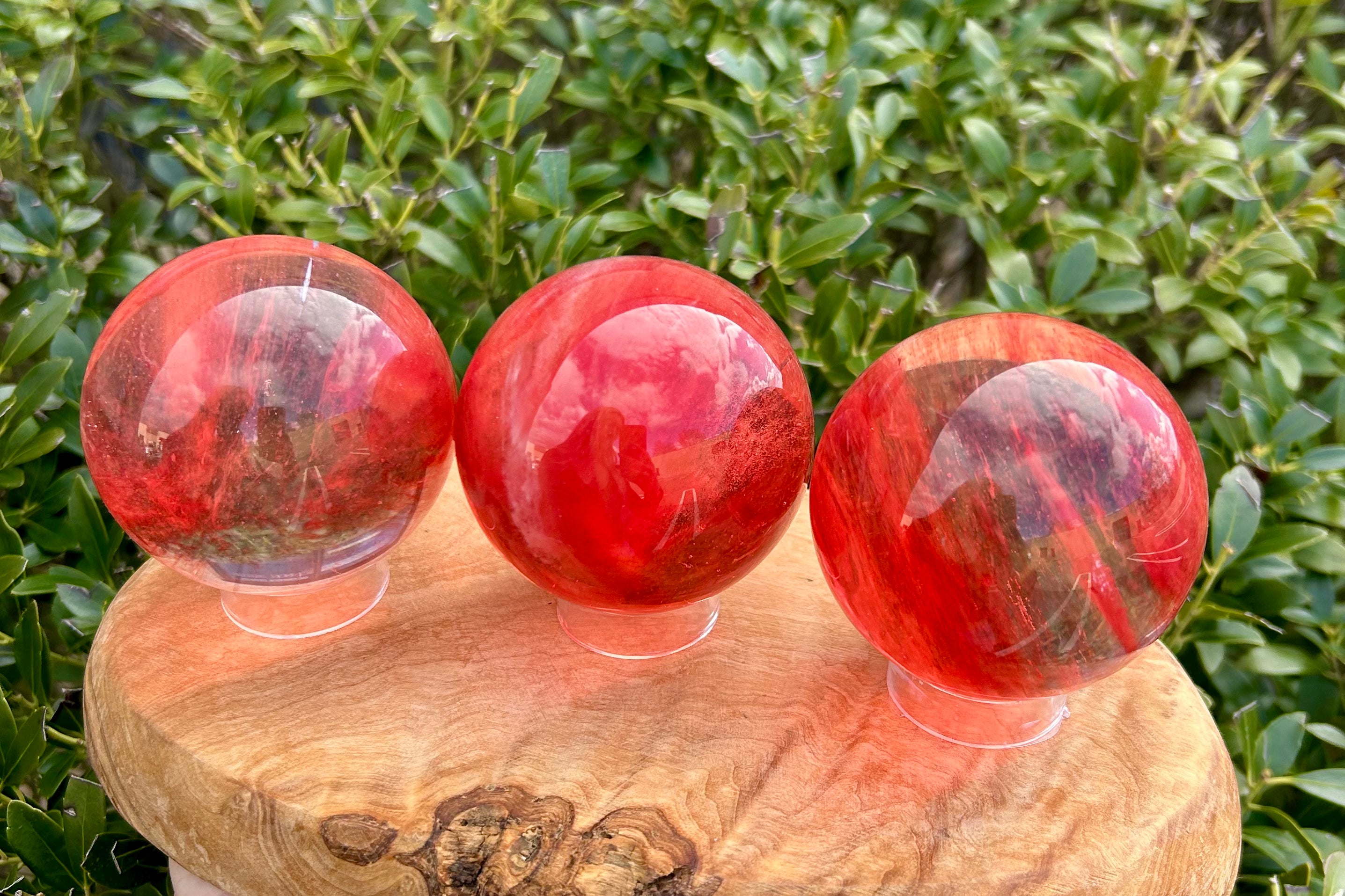 Red Smelting Quartz Crystal Sphere