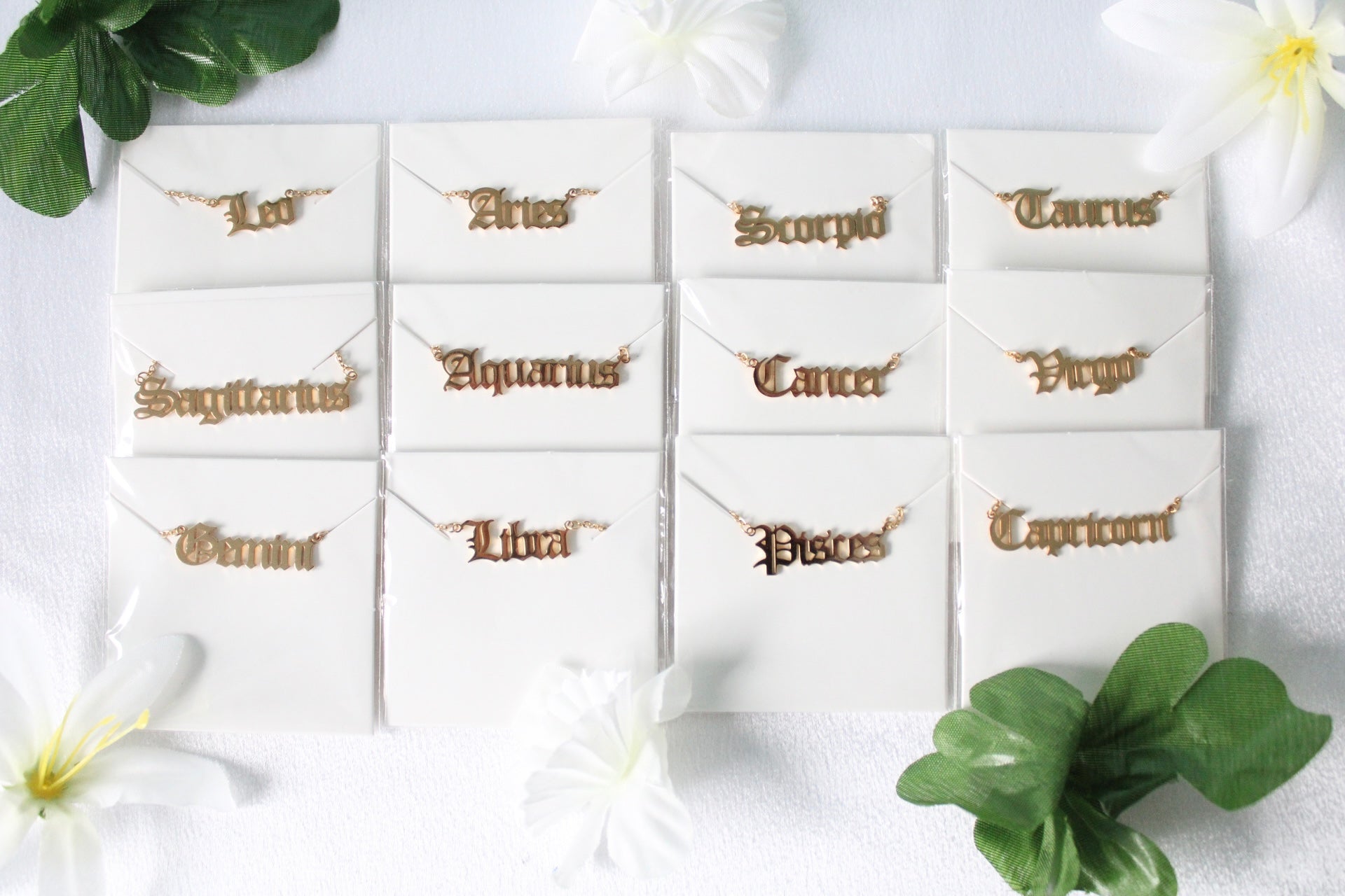 Zodiac Gold and Silver Plated Word Necklaces