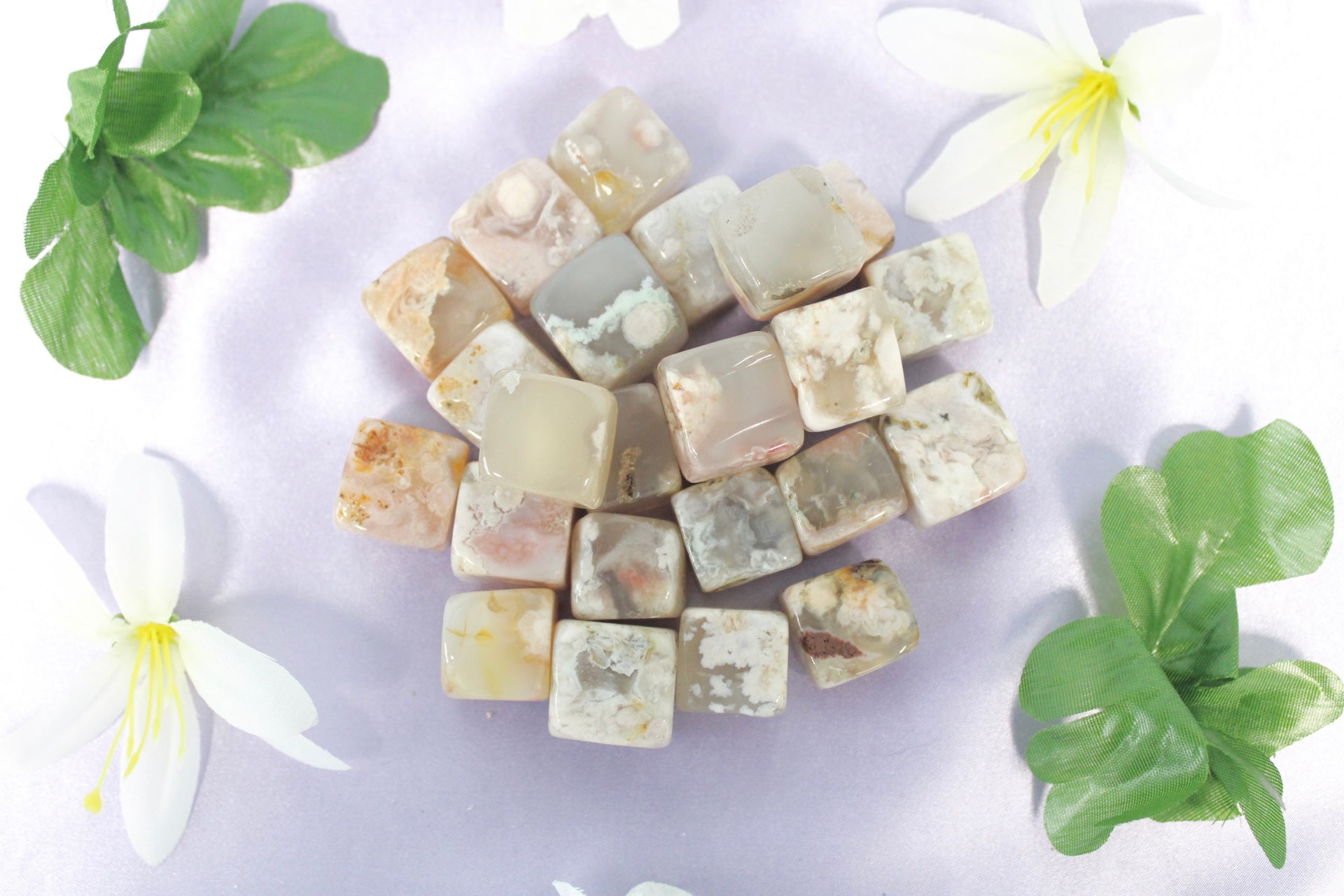 Flower Agate Cubed Stone