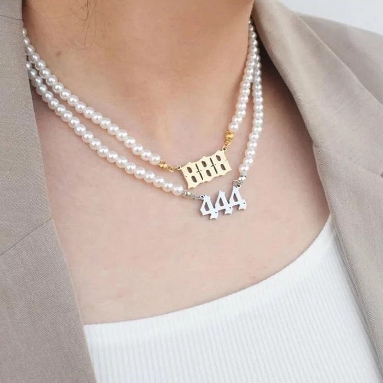 Pearl Angel Number Necklaces
