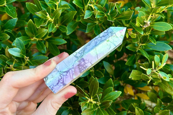 Rainbow Aura Howlite Crystal Point