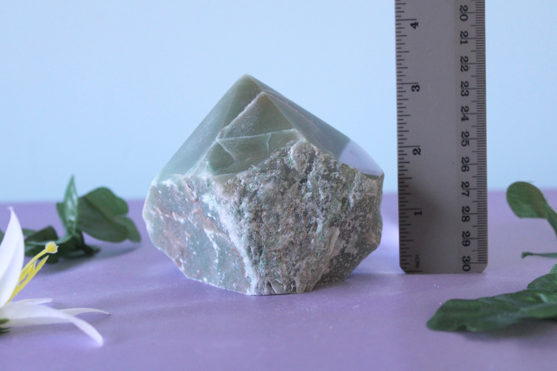 Green Aventurine Raw Free Form Polished Tops Standing Crystal Points