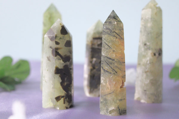 Prehnite Rutilated Quartz Point