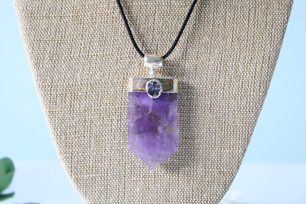 Amethyst Flat Point Pendant with Druzy