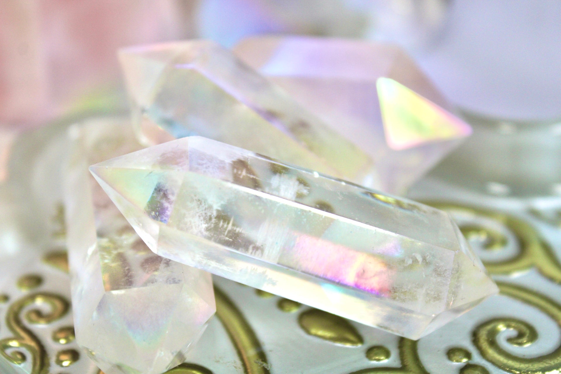 Angel Aura Quartz Double Pointed Crystal