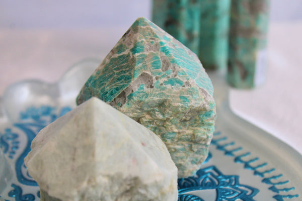Amazonite Raw Free Form Polished Tops Standing Crystal Points